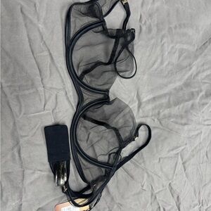 Sheer Black Underwire Bra with Gold Shimmer